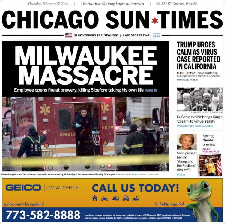 Portada de Chicago Sun-Times (USA)