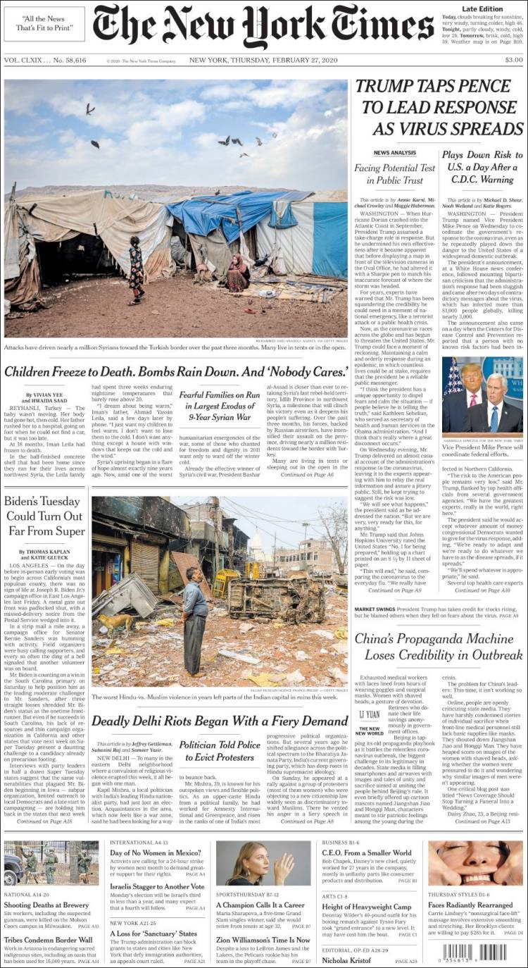 Portada de New York Times (USA)