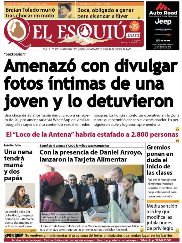 Portada de El Esquiu (Argentina)