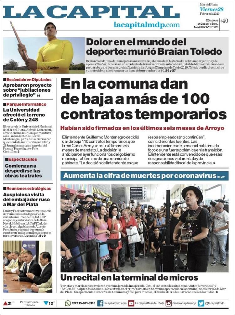 Portada de Diario La Capital - Mar del Plata (Argentina)