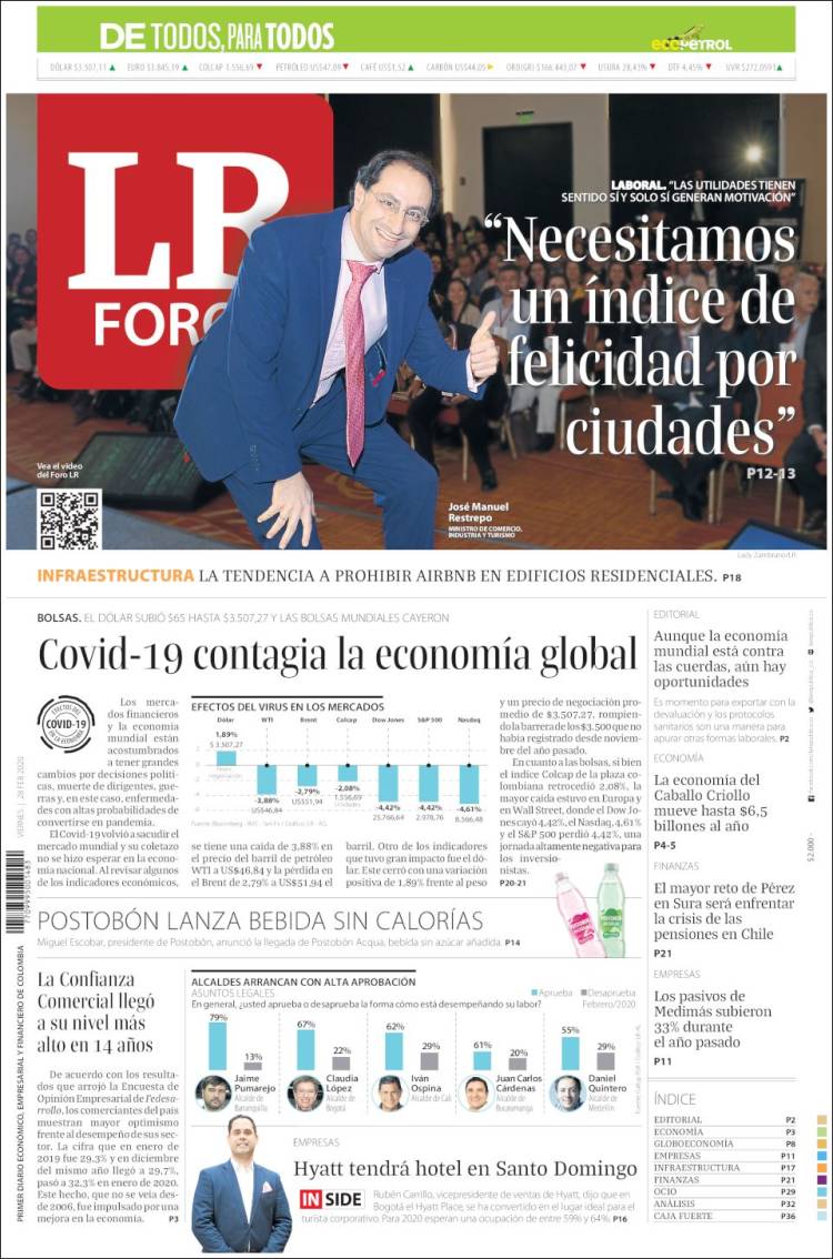 Portada de La Republica (Colombie)