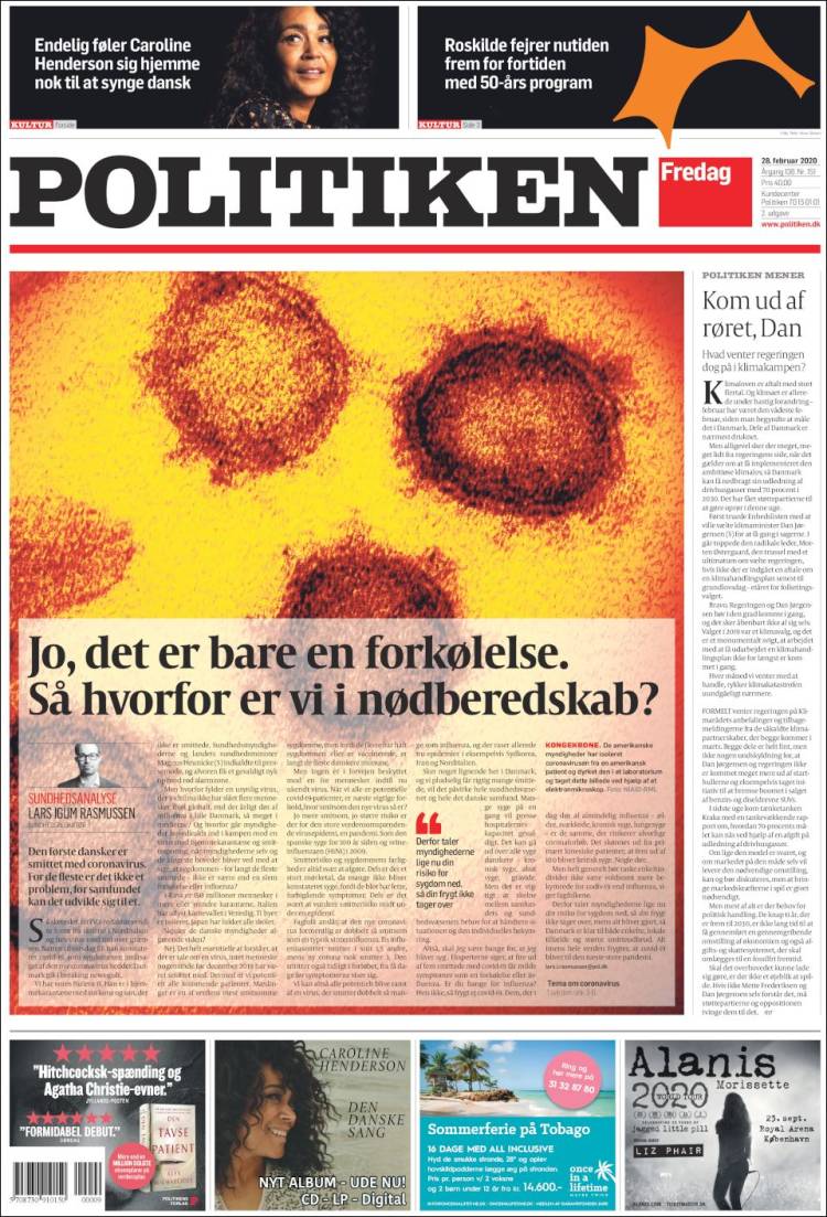 Portada de Politiken (Danemark)
