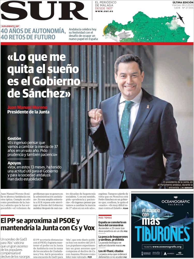 Portada de Diario el Sur (España)