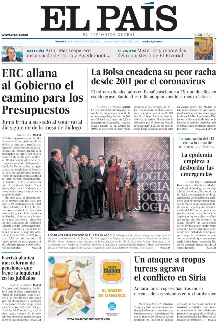 Portada de El País (España)