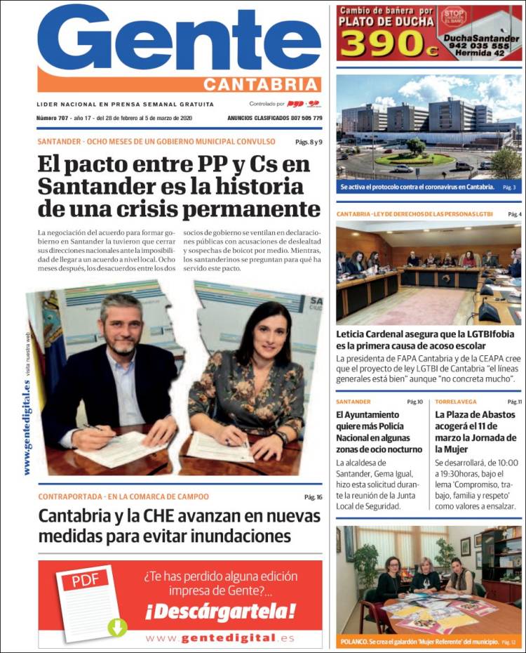 Portada de Gente en Santander (España)