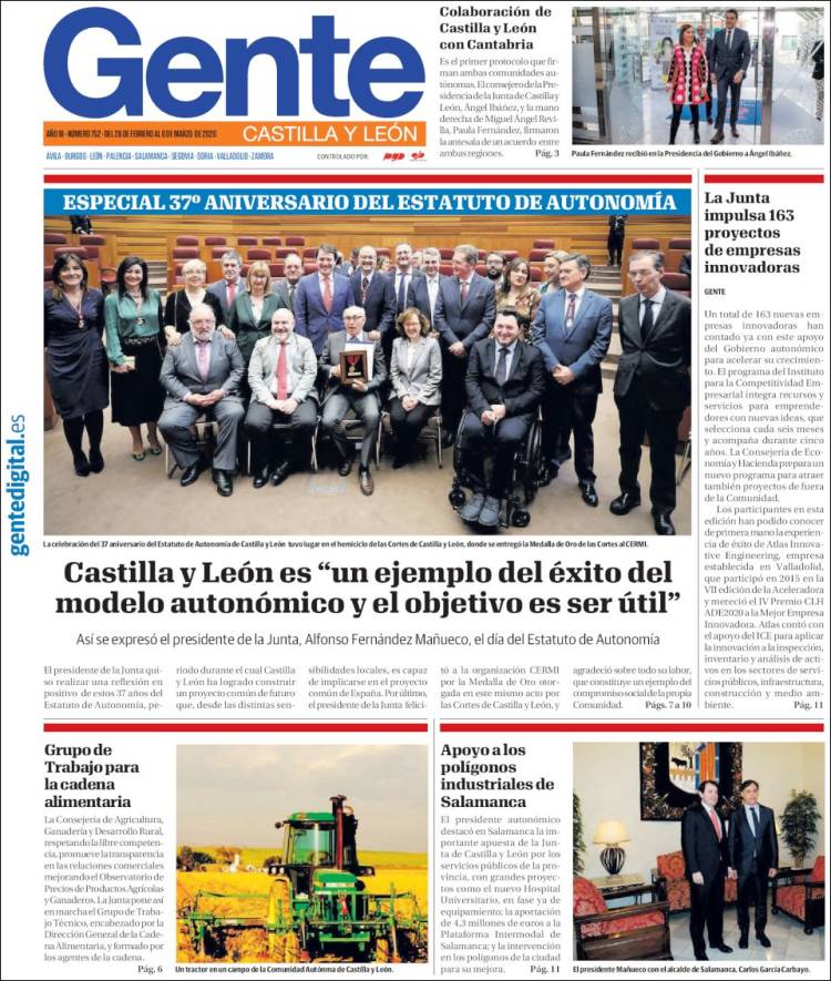 Portada de Gente en Valladolid (España)