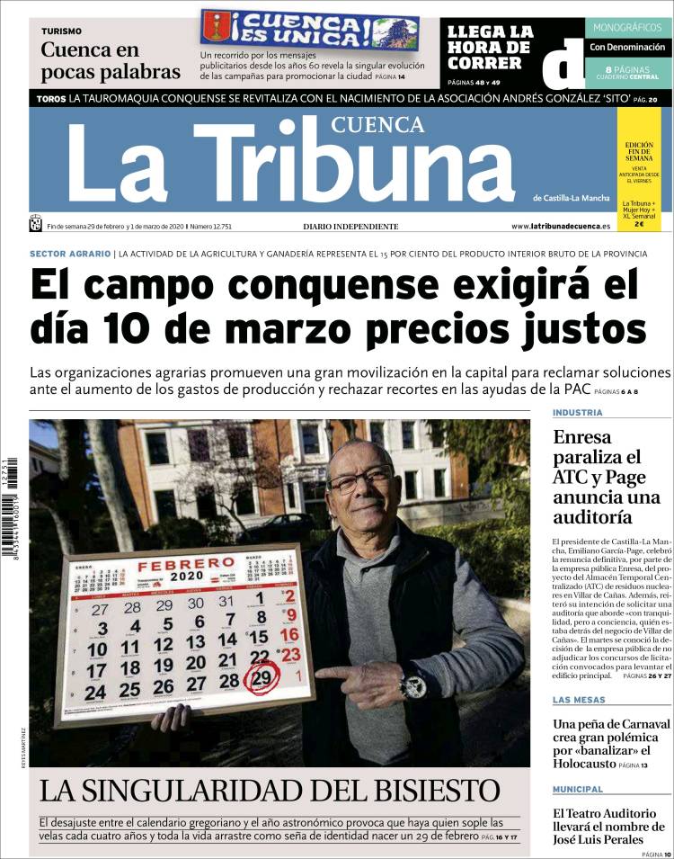 Portada de La Tribuna de Cuenca (España)