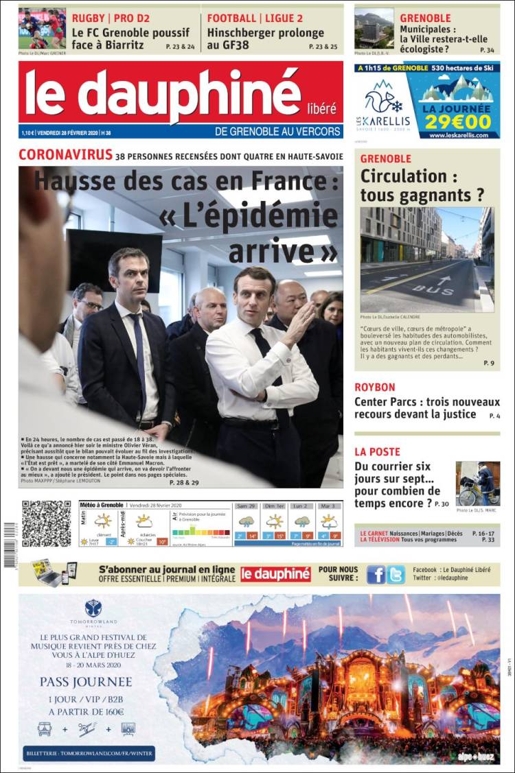 Portada de Le Dauphiné Libéré (Francia)
