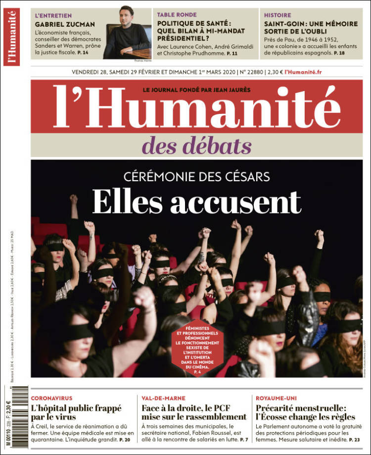 Portada de l'Humanite (Francia)