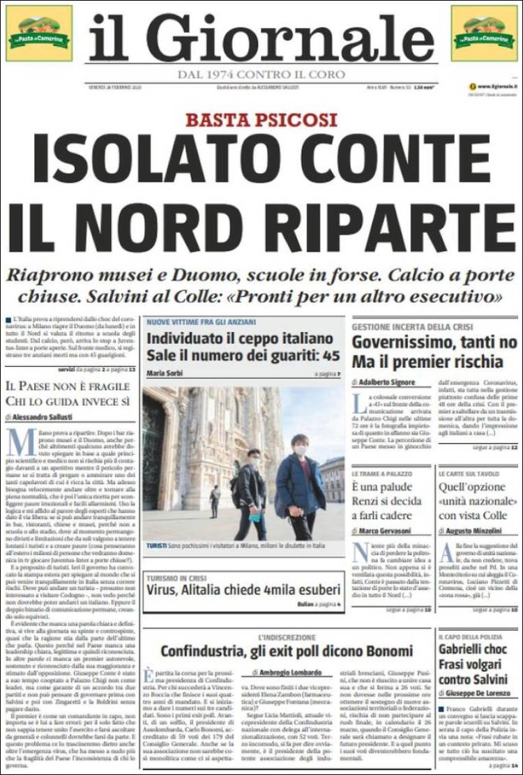 Portada de il Giornale (Italie)