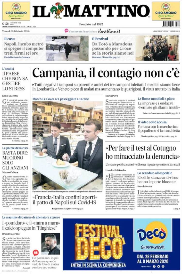 Portada de Il Mattino (Italie)