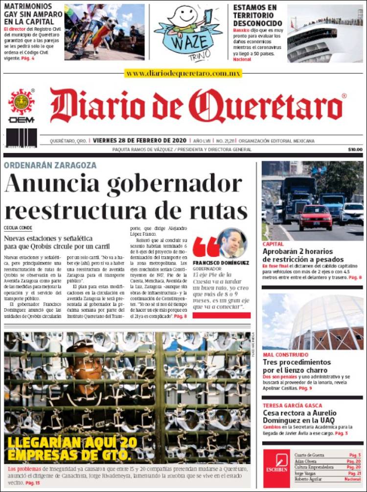 Portada de Diario de Querétaro (México)