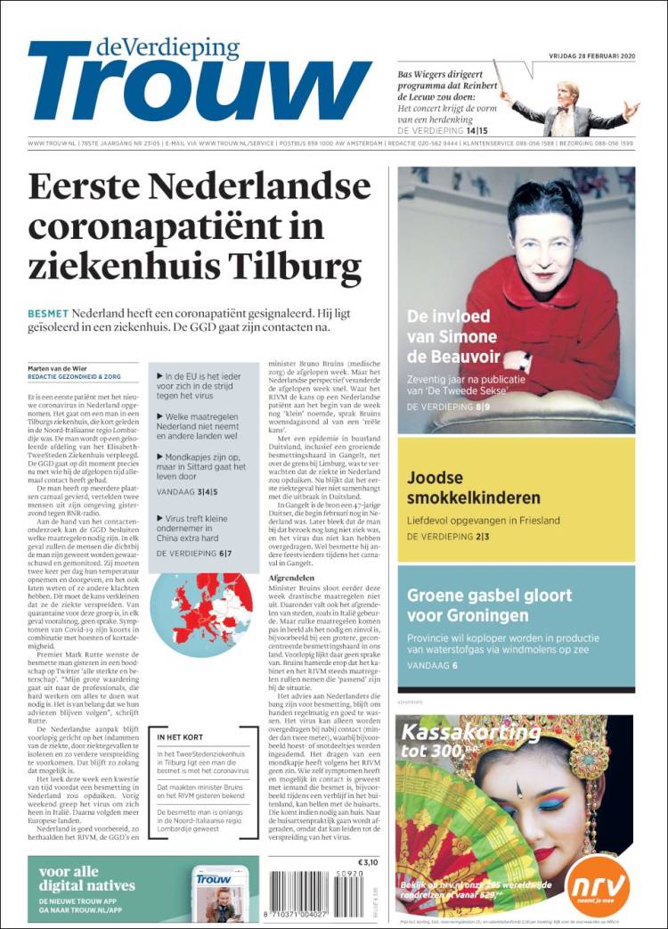 Portada de Trouw (Pays-Bas)