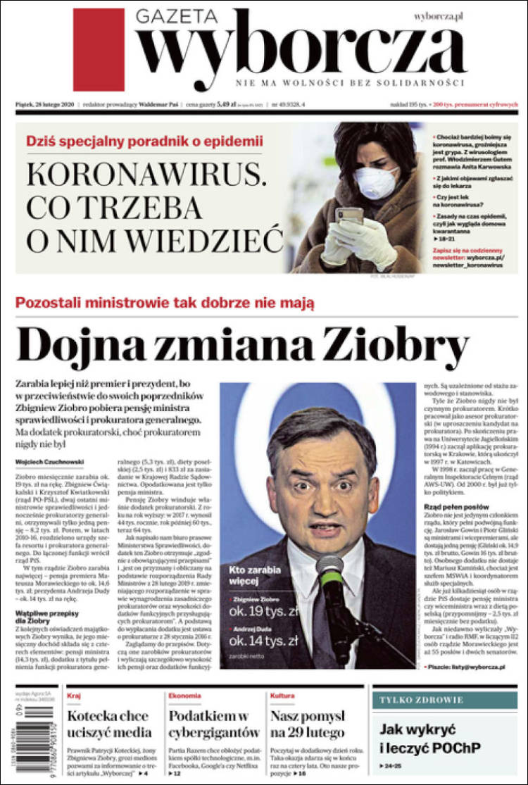 Portada de Gazeta Wyborcza (Polonia)