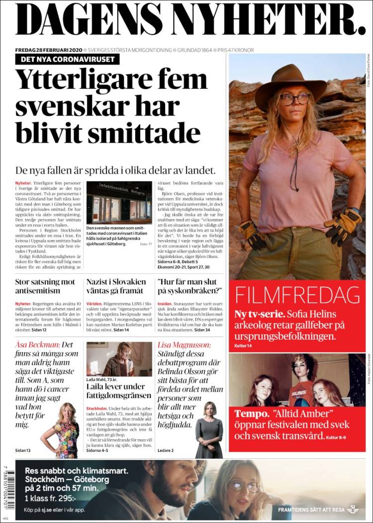 Portada de Dagens Nyheter (Suecia)