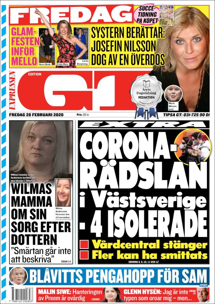 Portada de Göteborgstidningen (Suecia)