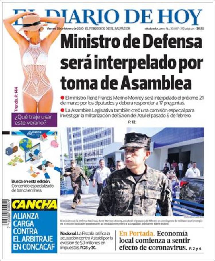 Portada de El Diario de Hoy (El Salvador)