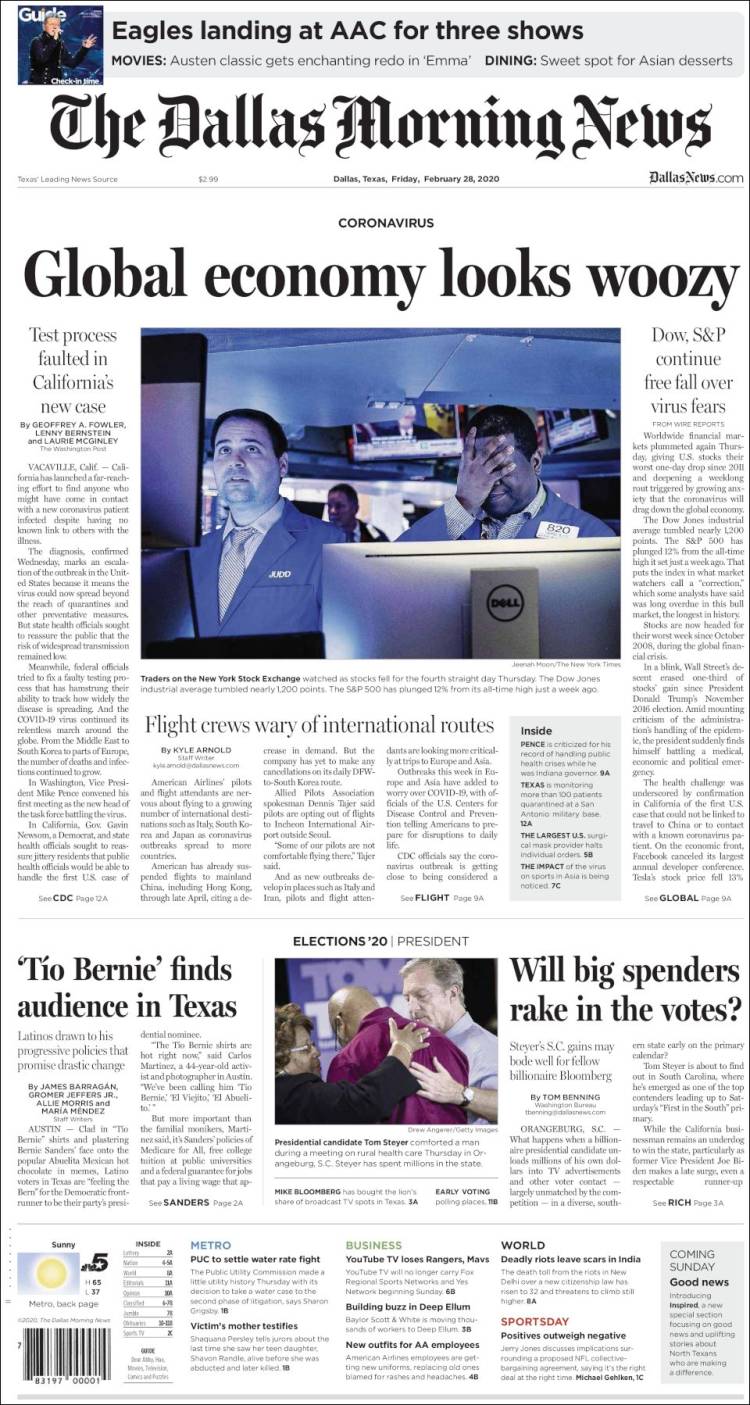 Portada de Dallas Morning News (USA)