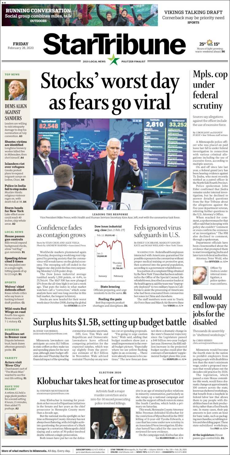 Portada de Star Tribune (USA)