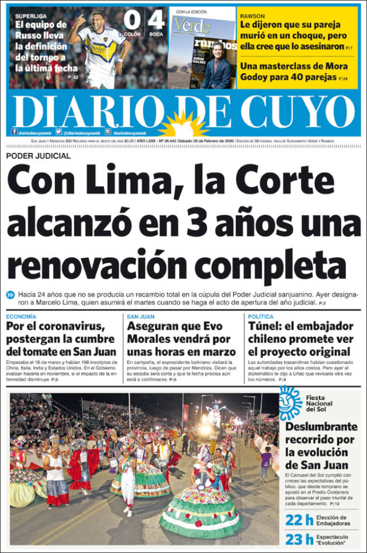 Portada de Diario de Cuyo (Argentina)