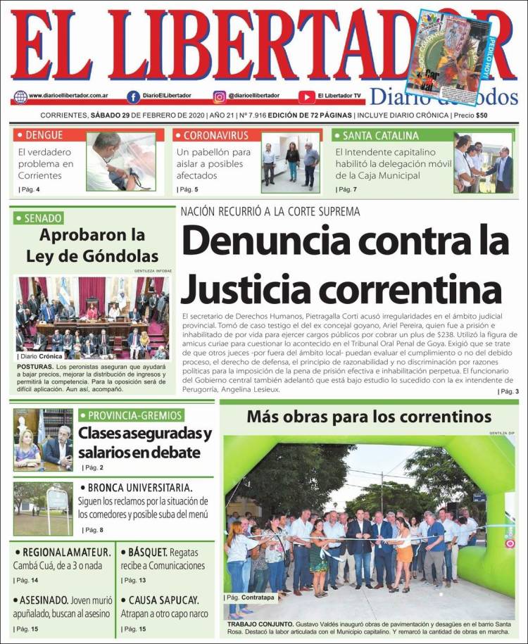 Portada de Diario El Libertador (Argentina)