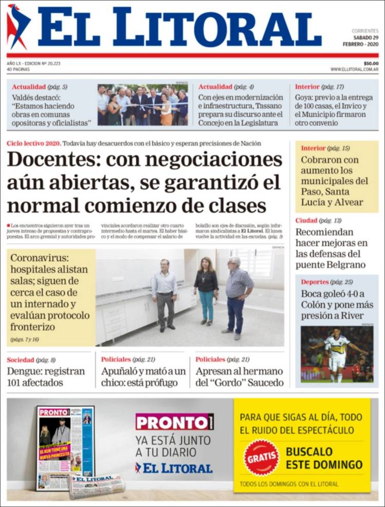 Portada de El Litoral Corrientes (Argentina)