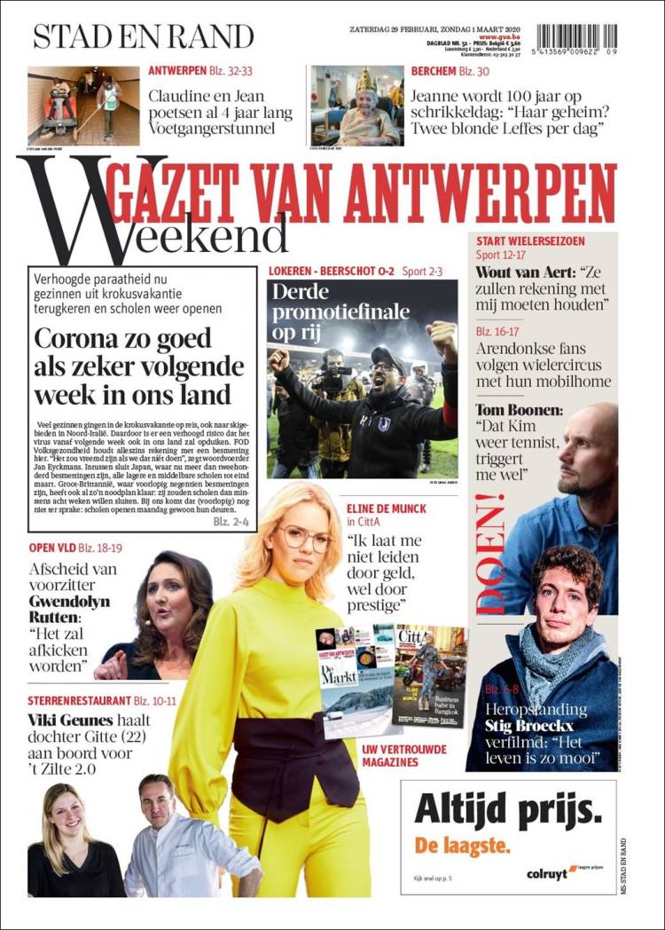 Portada de Gazet van Antwerpen (B&eacute;lgica)