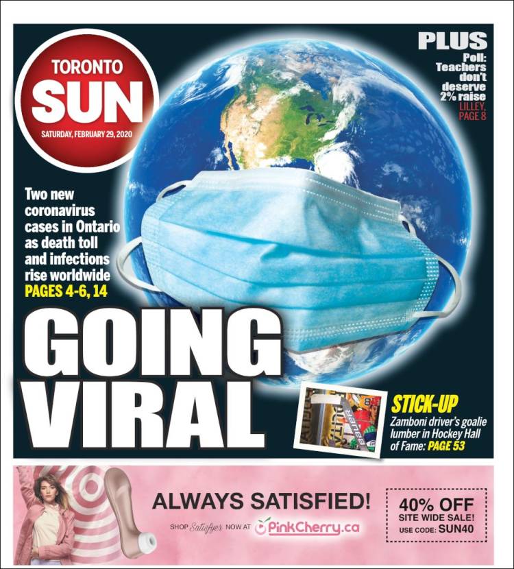 Portada de The Toronto Sun (Canadá)