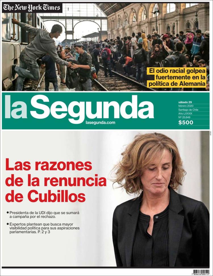 Portada de La Segunda (Chile)