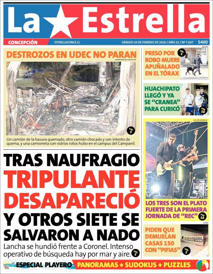 Portada de La Estrella de Concepción (Chile)