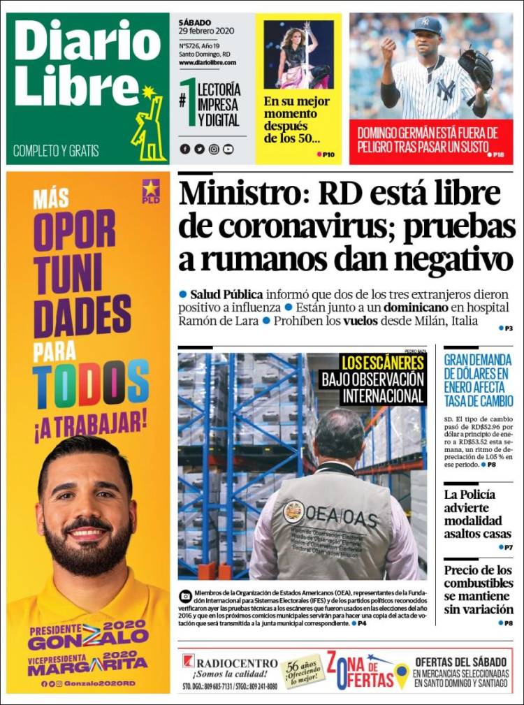 Portada de Diario Libre (R. Dominicana)