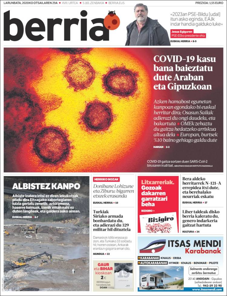 Portada de Berria (España)