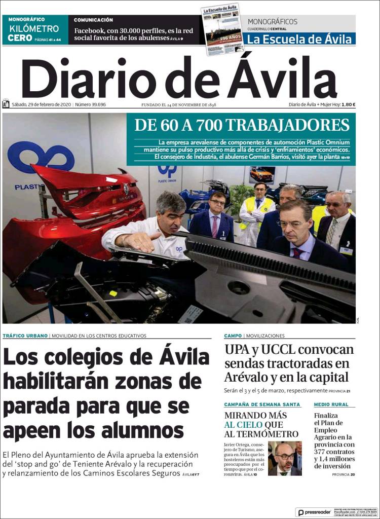 Portada de Diario de Ávila (España)