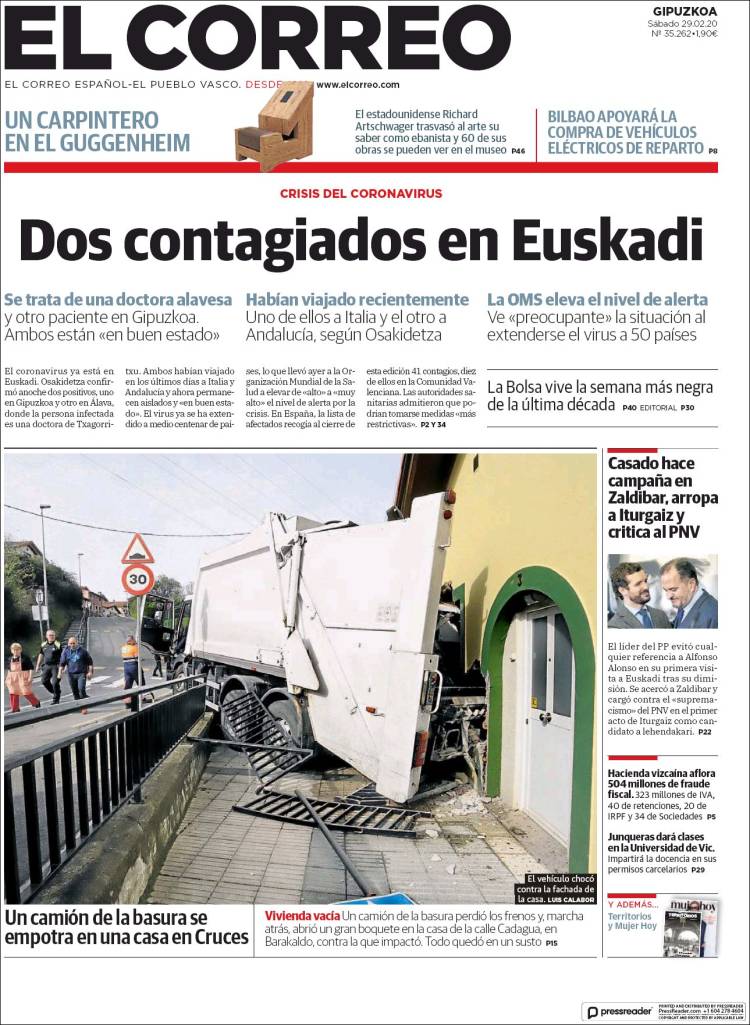 Portada de El Correo - Guipuzcoa (España)