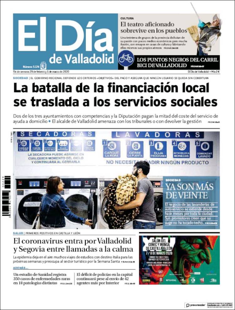 Portada de El Día de Valladolid (España)