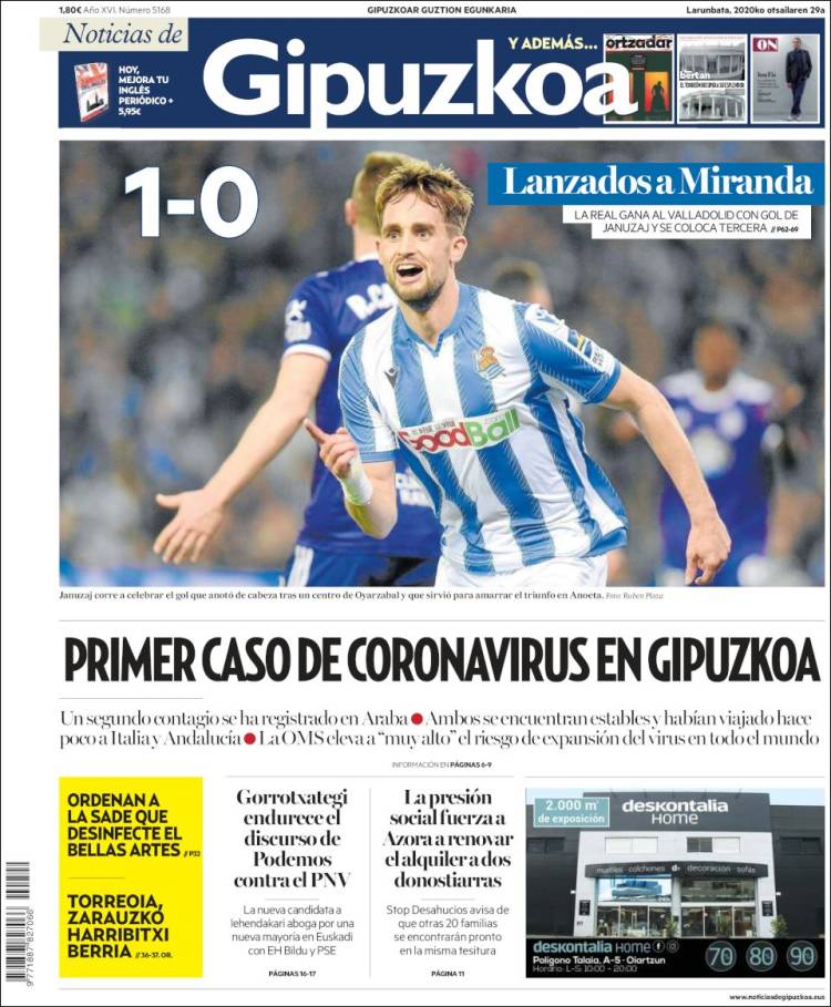 Portada de Noticias de Gipuzkoa (España)