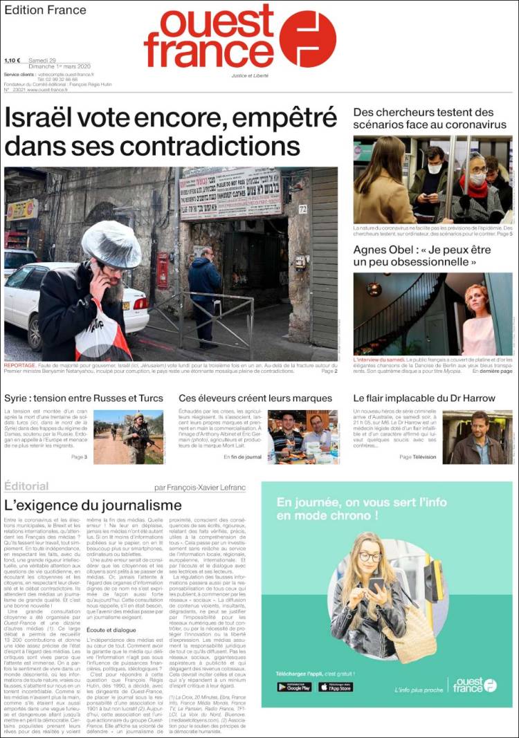 Portada de Ouest France (Francia)