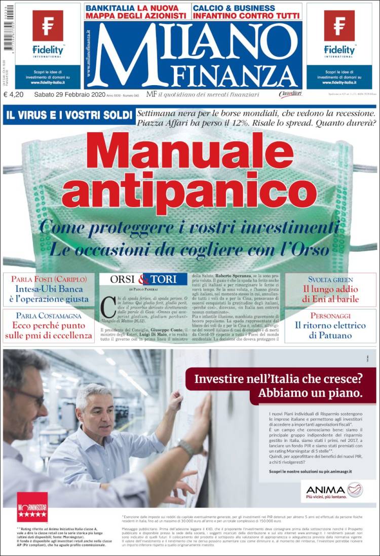 Portada de Milano Finanza (Italia)