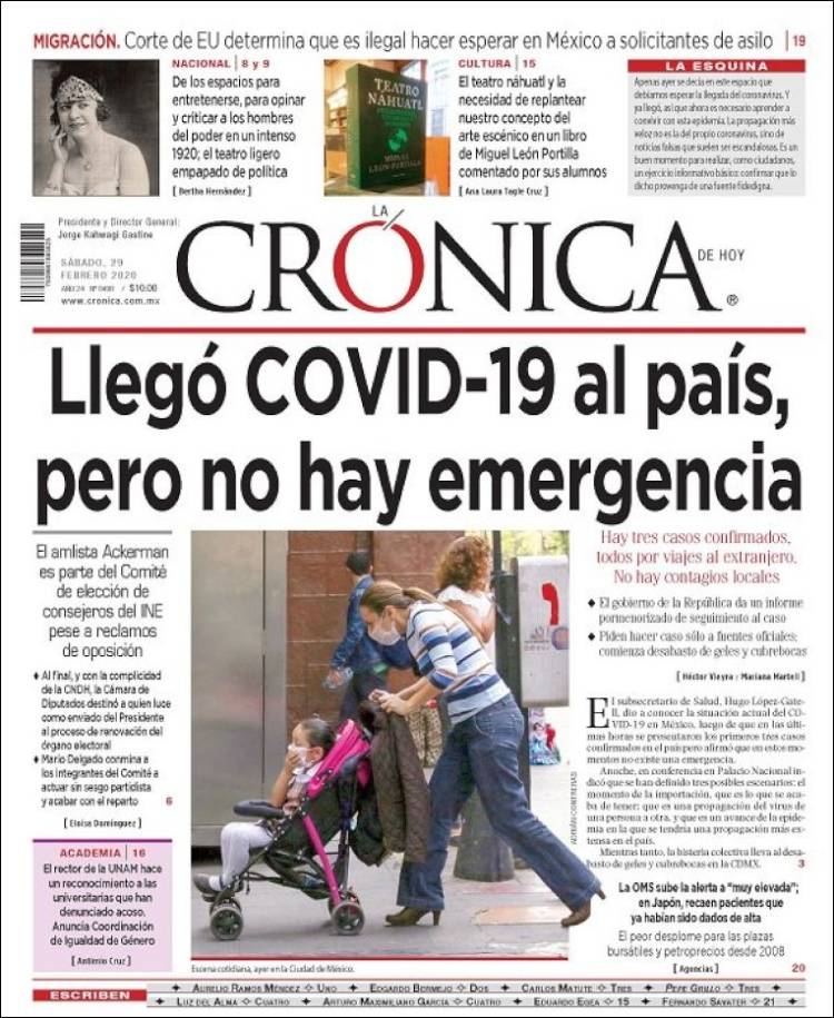 Portada de La Crónica de Hoy (México)