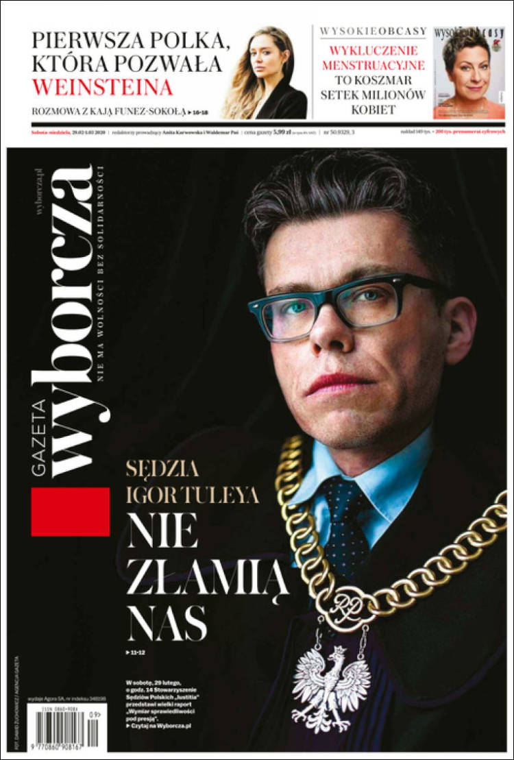Portada de Gazeta Wyborcza (Polonia)