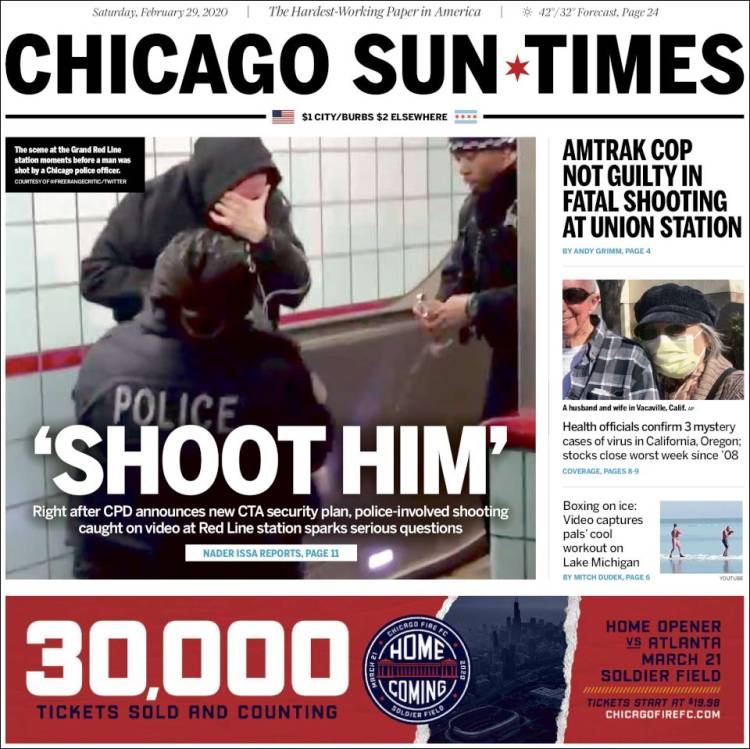 Portada de Chicago Sun-Times (USA)