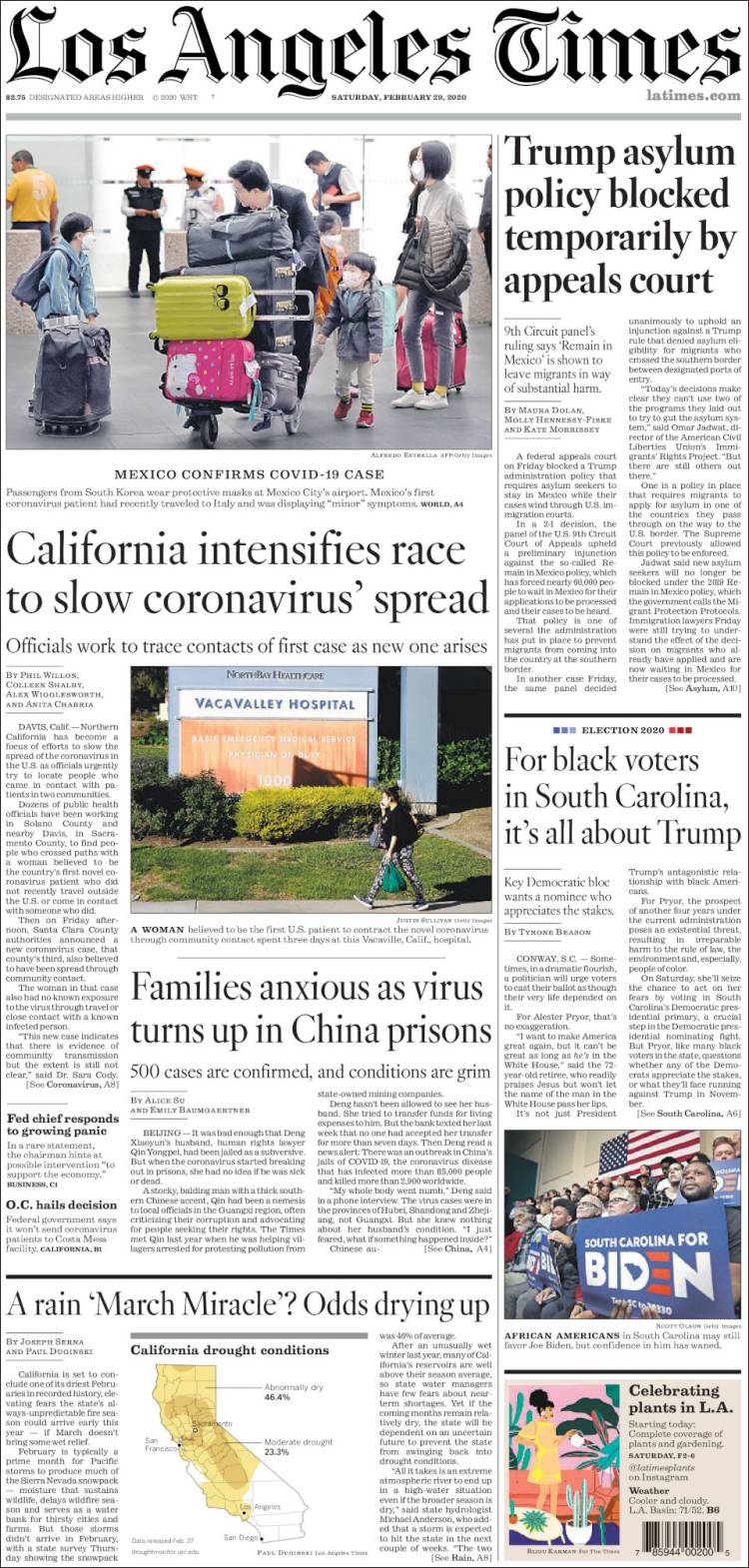 Portada de Los Angeles Times (USA)