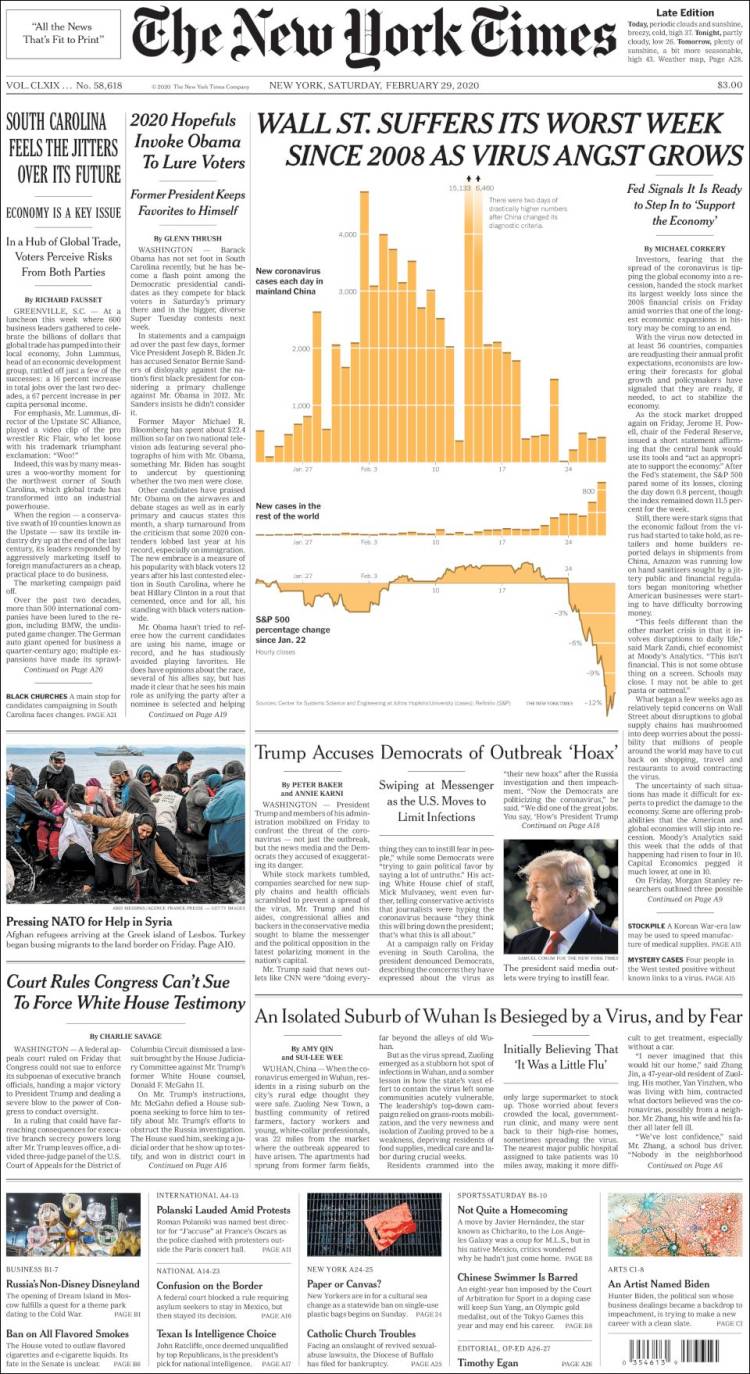 Portada de New York Times (USA)