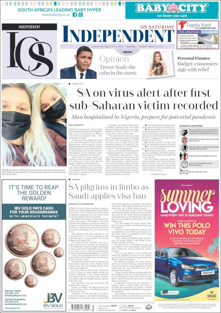 Portada de The Mercury (Sud&aacute;frica)