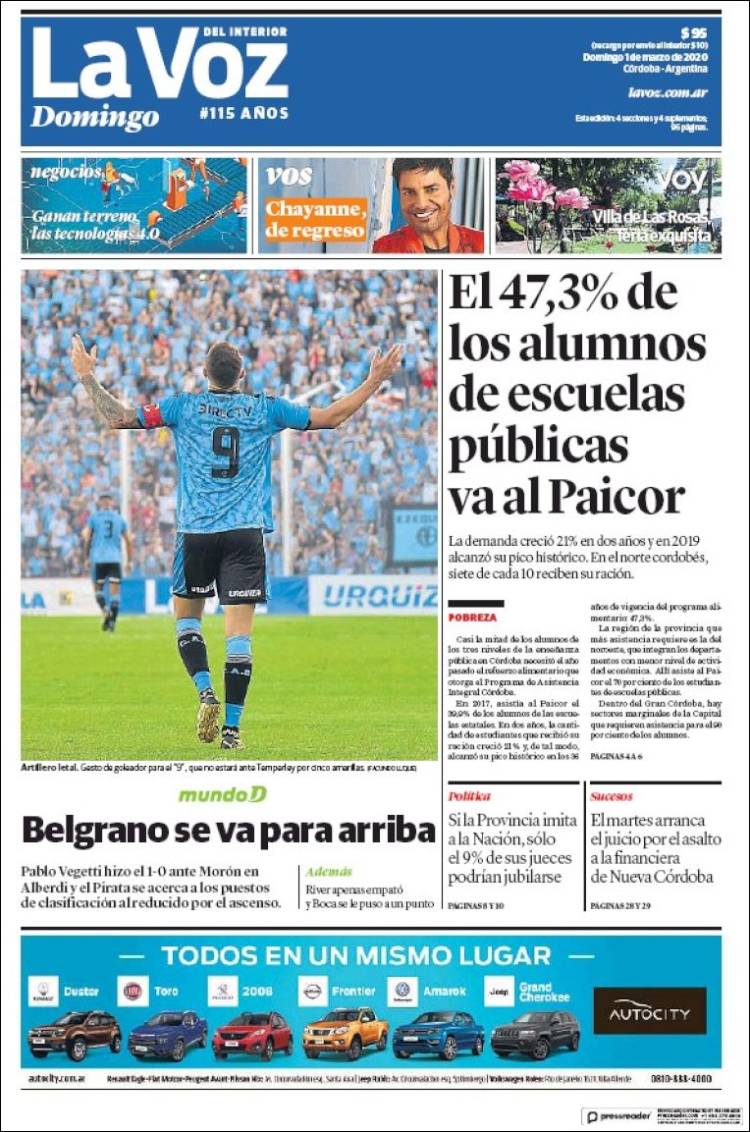 Portada de La Voz del Interior (Argentina)