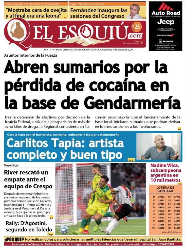 Portada de El Esquiu (Argentina)