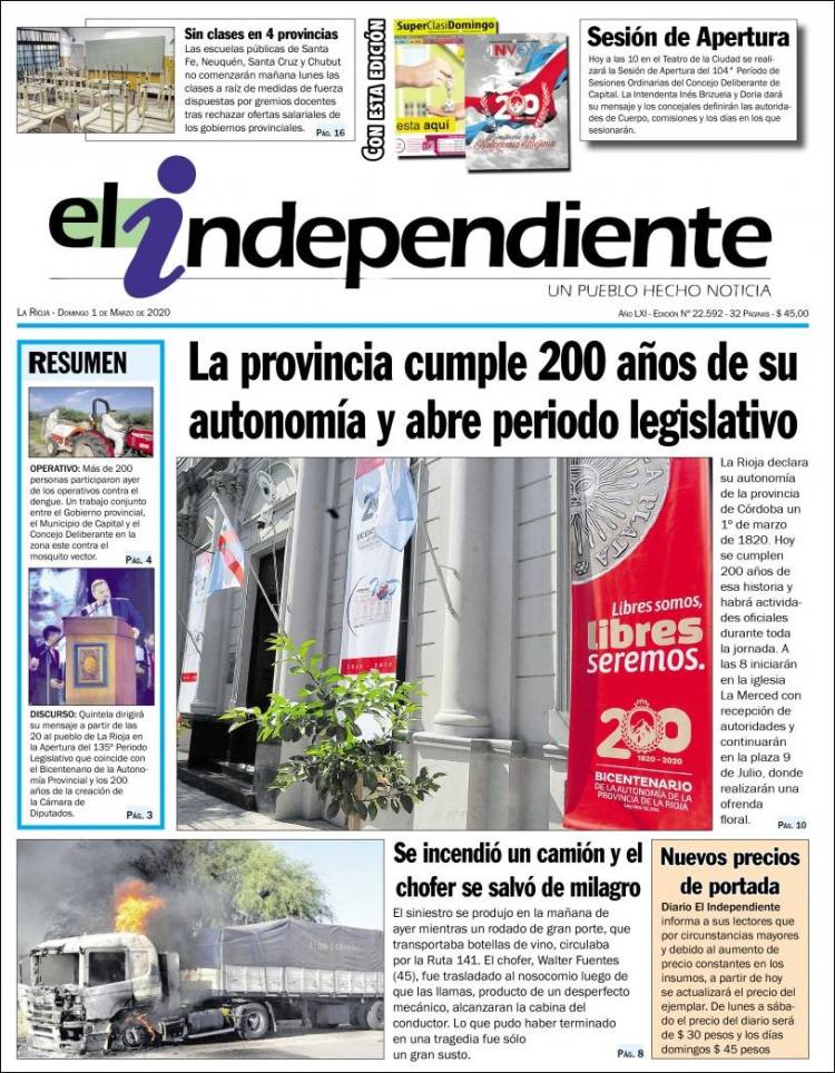 Portada de El Independiente (Argentina)