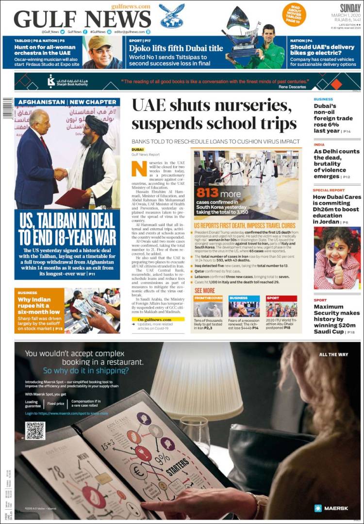 Portada de Gulf News (Asia-Pacífico)