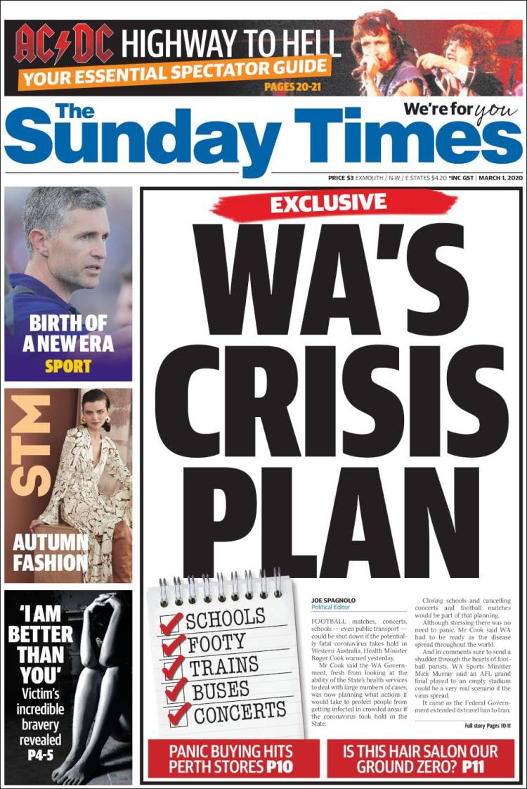 Portada de The West Australian (Australia)