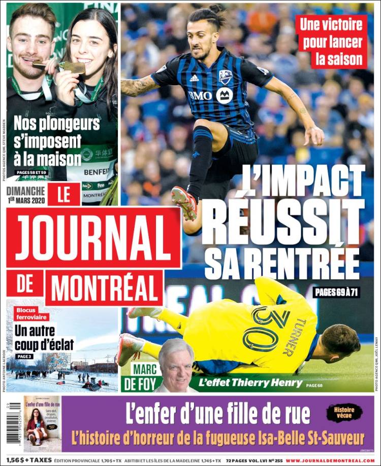 Portada de Le Journal de Montréal (Canada)